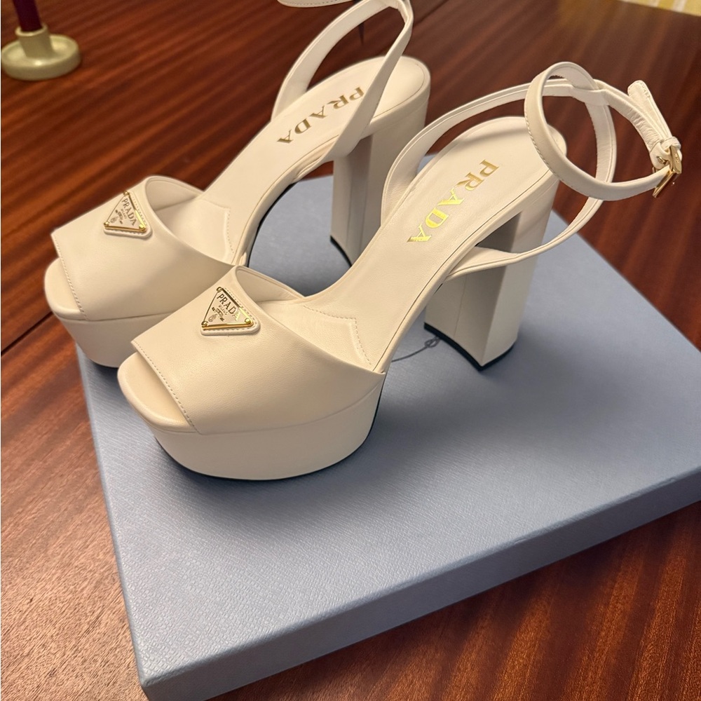 Prada Women's Cream Platform Sandals